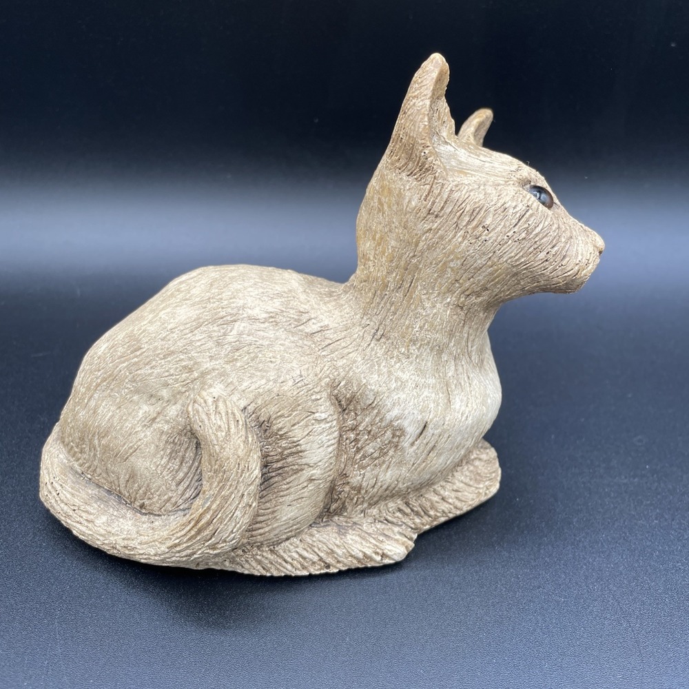 Vintage 1989 Art Craft Designs Of S.C. Ceramic Cat Sculpture Figurine Glass Eyes - Picture 2 of 11
